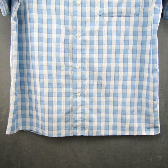 Under Armour Blue White Plaid Camp Shirt Mens Size L Fitted Button Up Outdoor - Picture 3 of 9